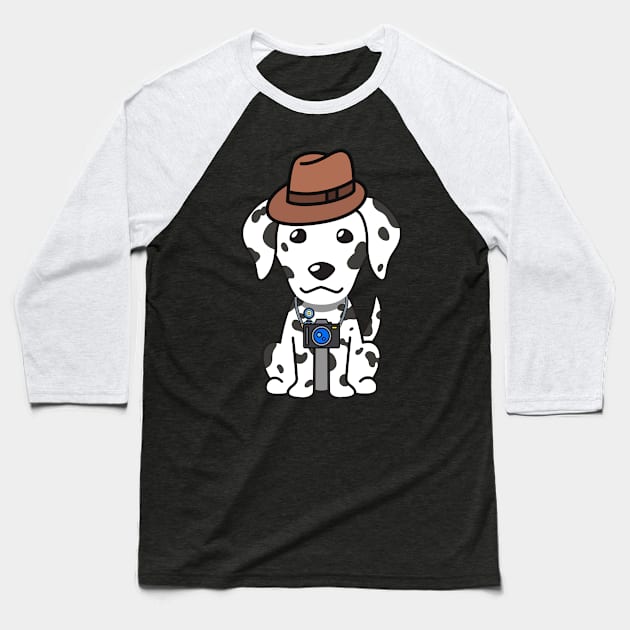 Funny dalmatian is holding a camera Baseball T-Shirt by Pet Station